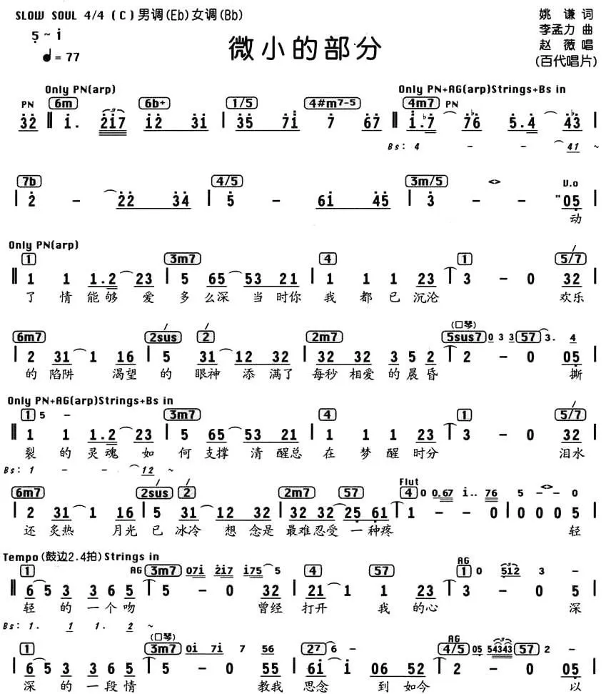 微小的部分（编配乐谱）