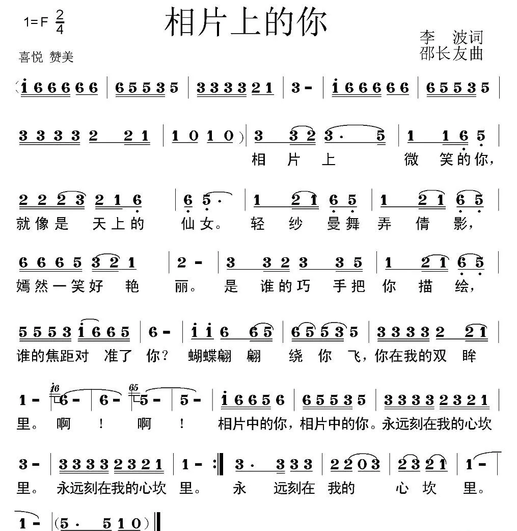 相片上的你