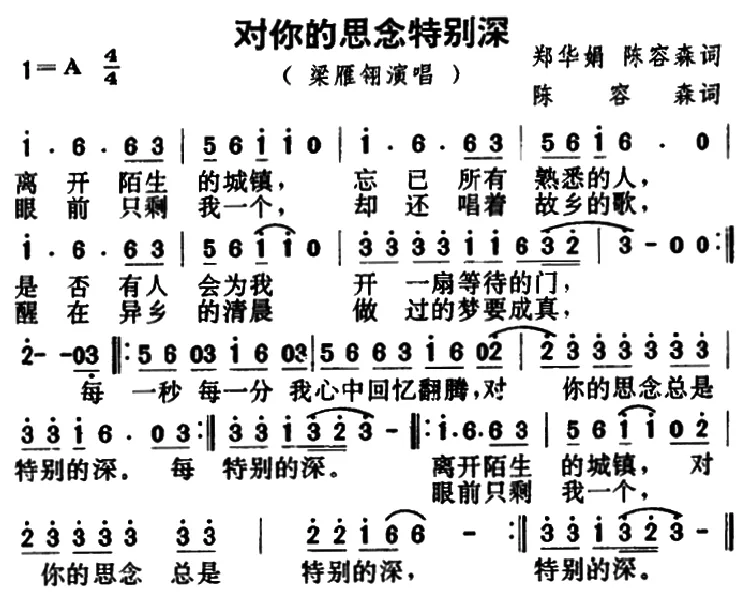 对你的思念特别深