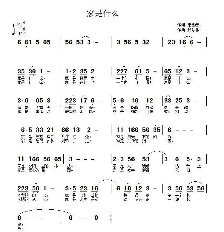 家是什么（康健春词 武秀林曲）