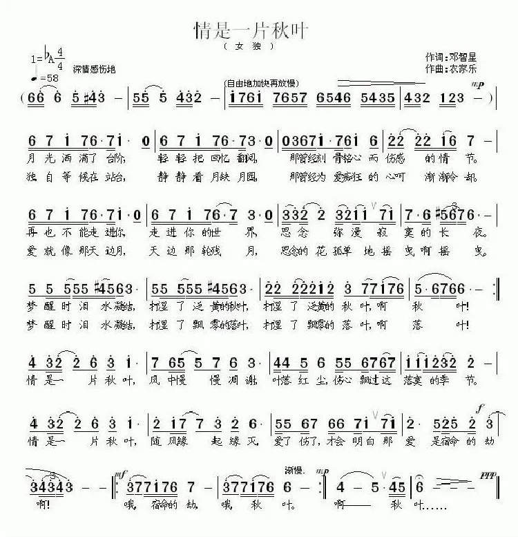 情是一片秋叶