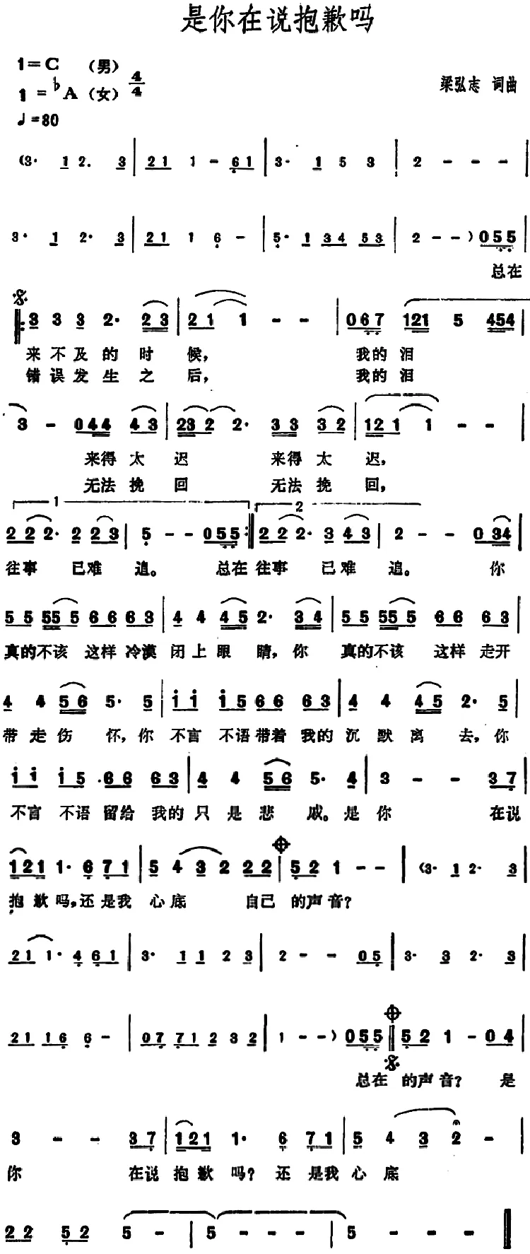 是你在说抱歉吗