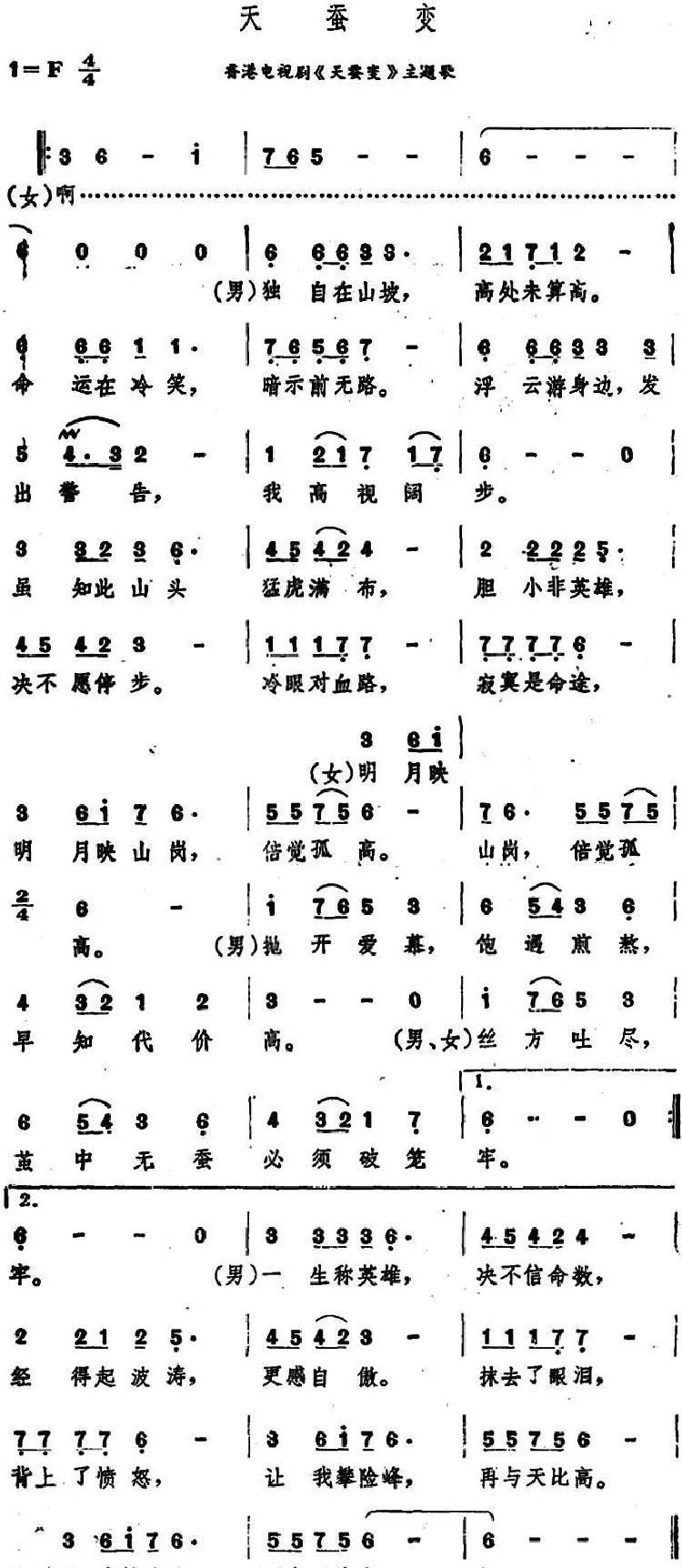 天蚕变（香港电视剧《天蚕变》主题歌）