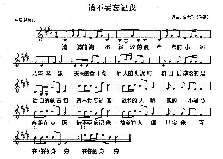 请不要忘记我（五线谱）