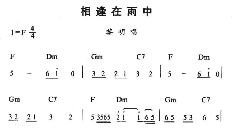 相逢在雨中（带和弦）