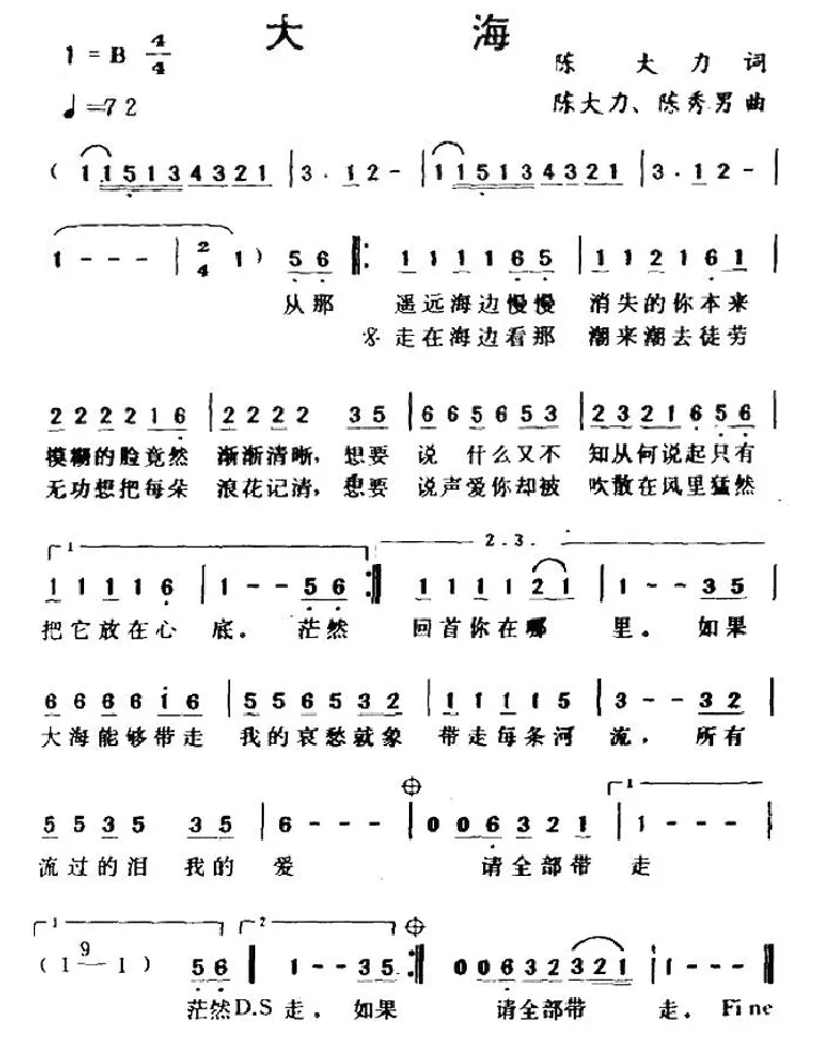 大海（陈大力词 陈大力、陈秀男曲）
