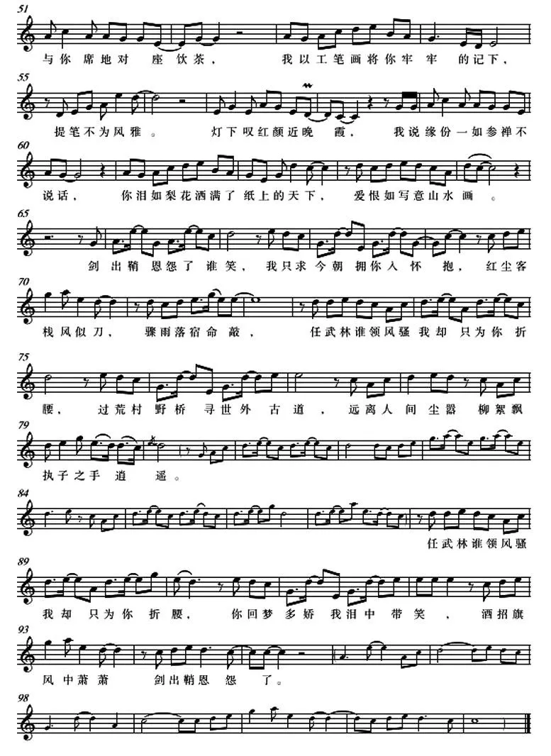 红尘客栈（五线谱）