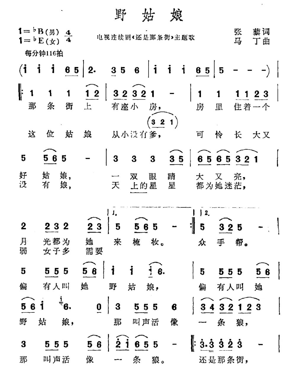 野姑娘（电视剧《还是那条街》主题曲）