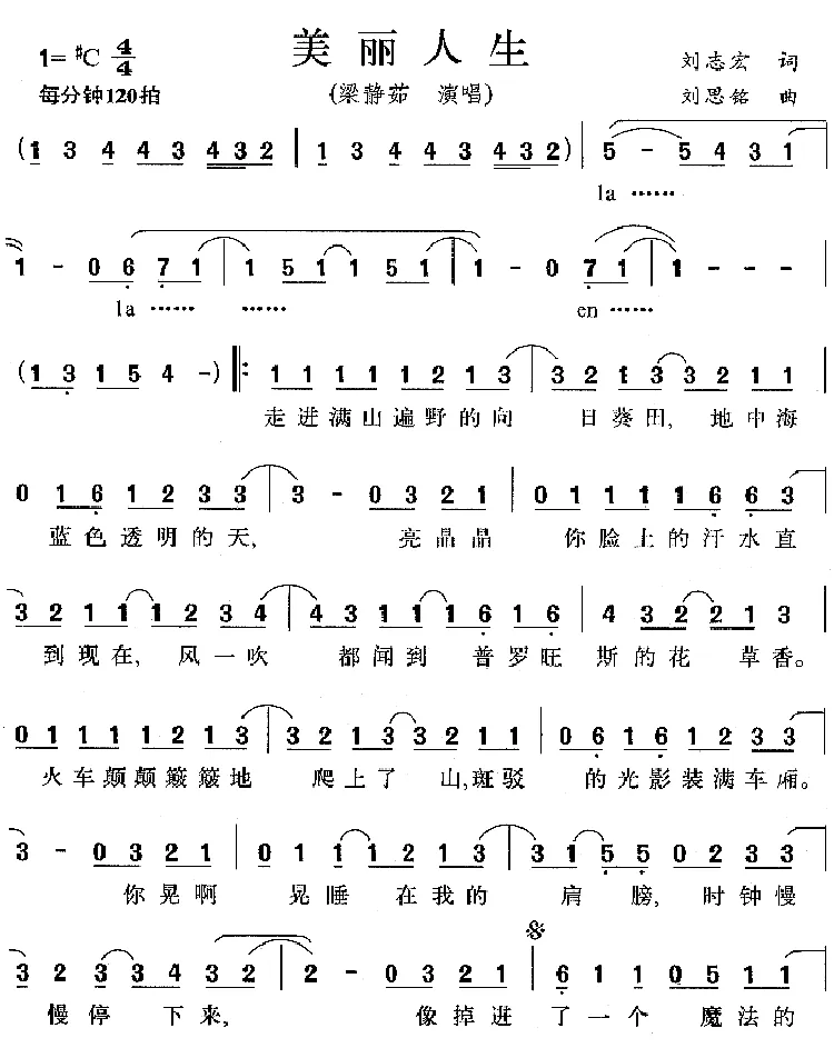美丽人生（刘志宏词 刘思铭曲）