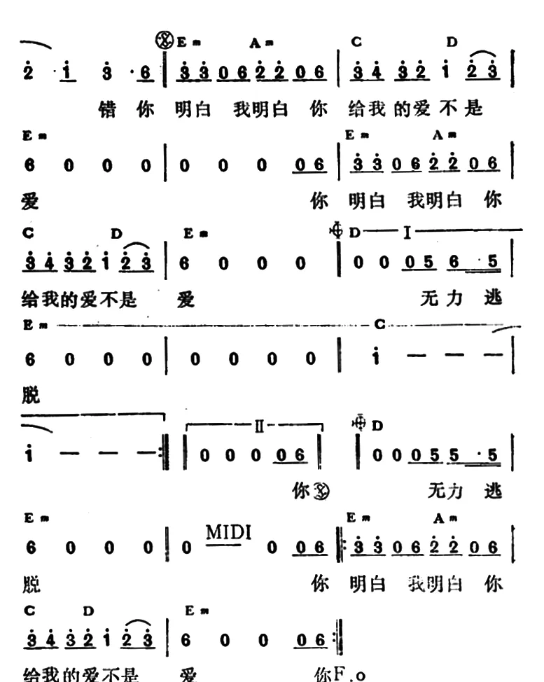 你给我的爱不是爱（带和弦版）