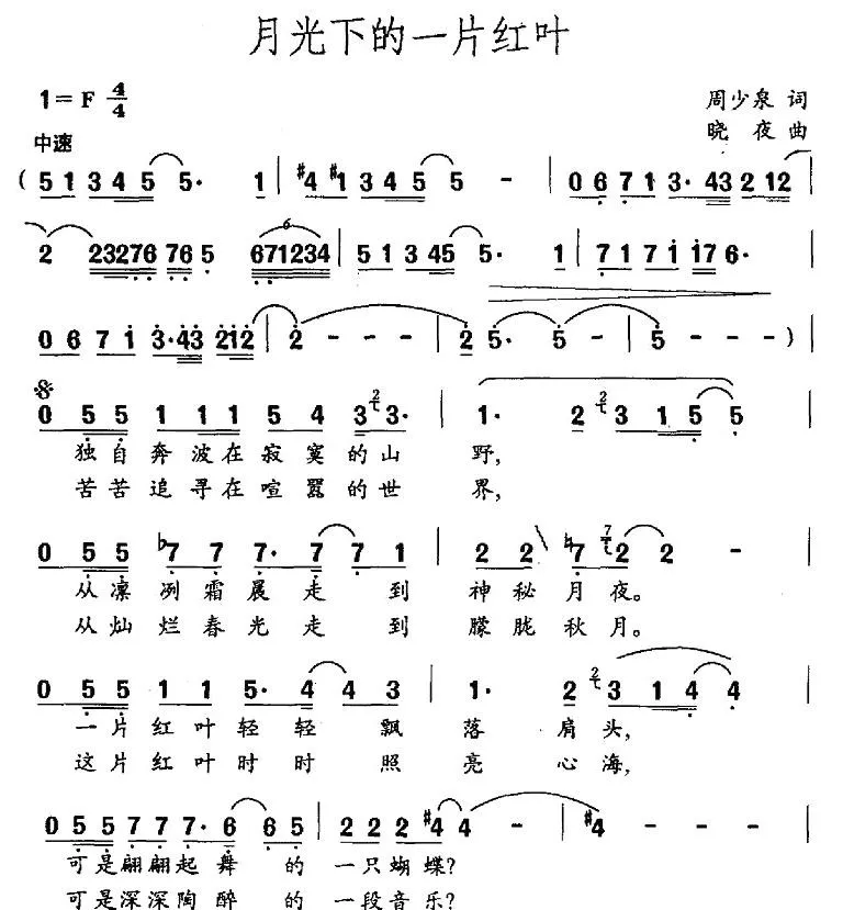 月光下的一片红叶