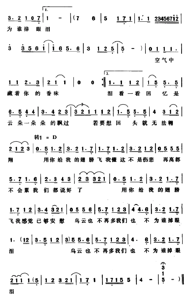 翅膀（张思尔词 林俊杰曲）