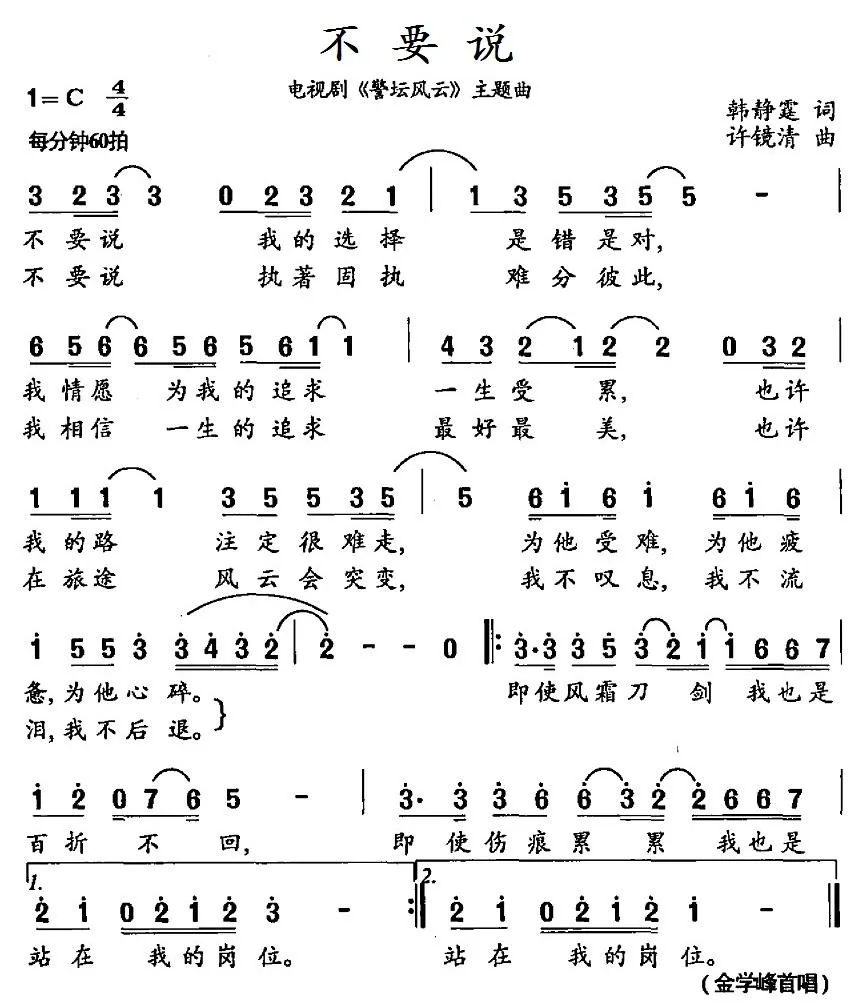 不要说（电视剧《警坛风云》主题曲）