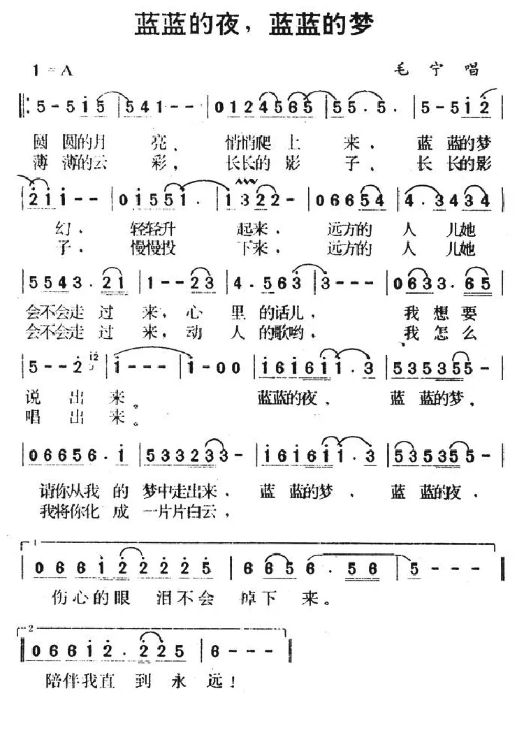 蓝蓝的夜，蓝蓝的梦（毛宁演唱）
