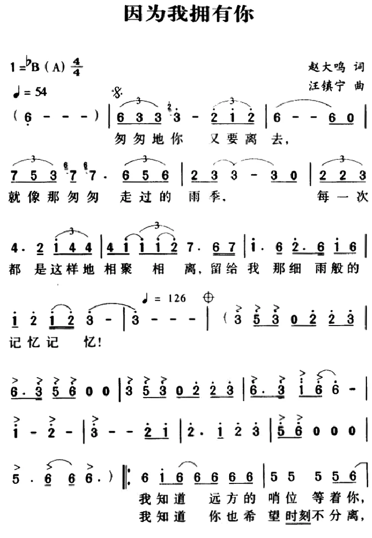 军歌金曲：因为我拥有你