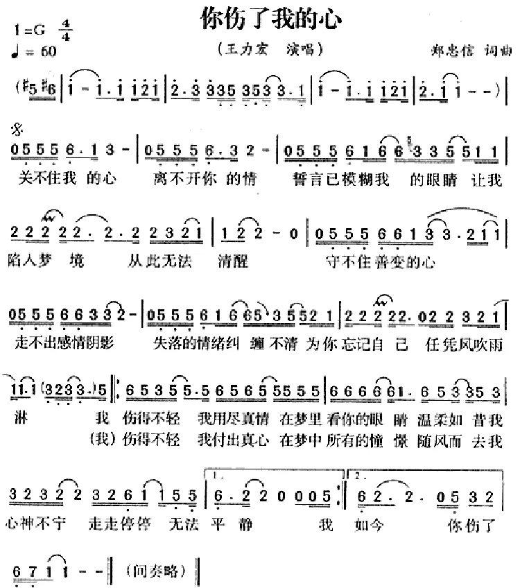 你伤了我的心