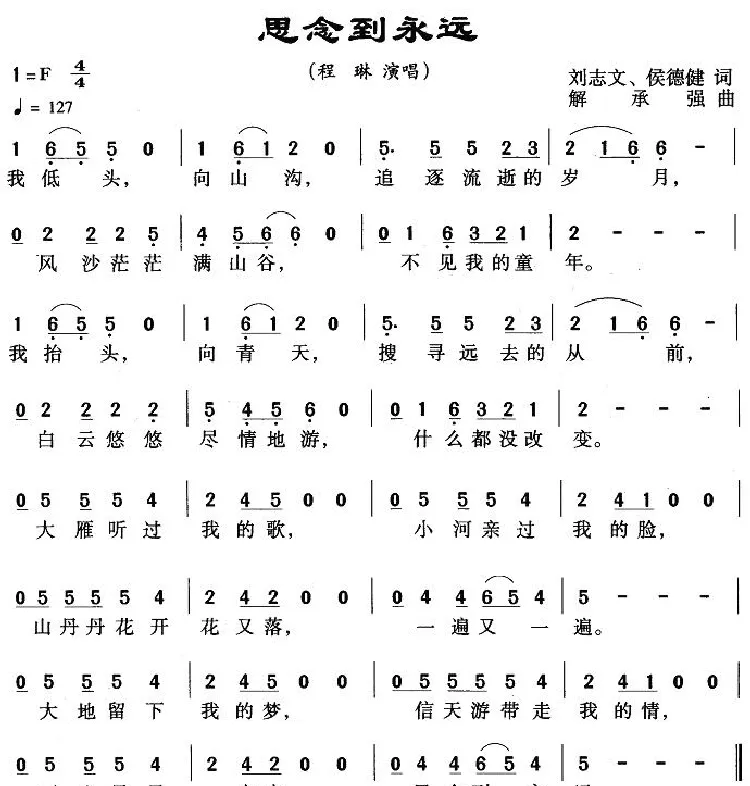 思念到永远（刘志文词 解承强曲）