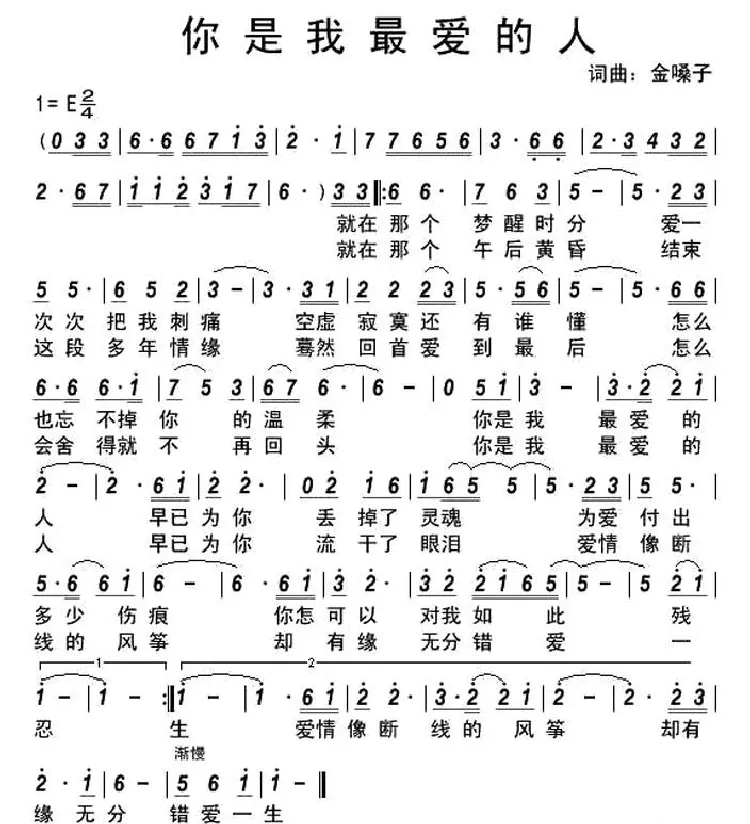 你是我最爱的人（金嗓子 词曲）