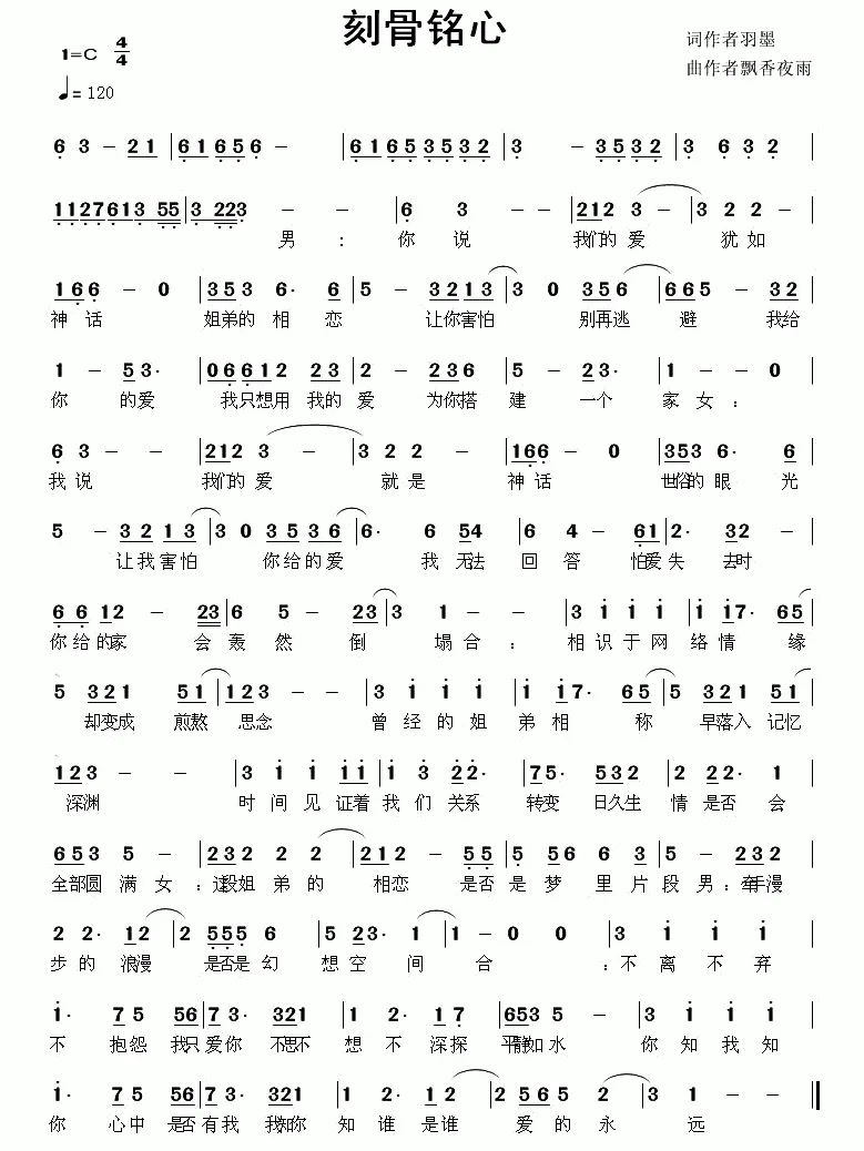 刻骨铭心（羽墨词 飘香夜雨曲）