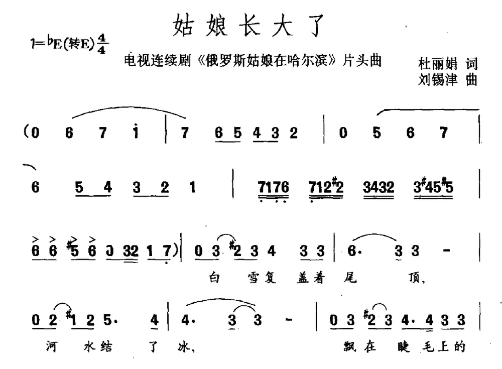 姑娘长大了（连续剧《俄罗斯姑娘在哈尔滨》片头曲）