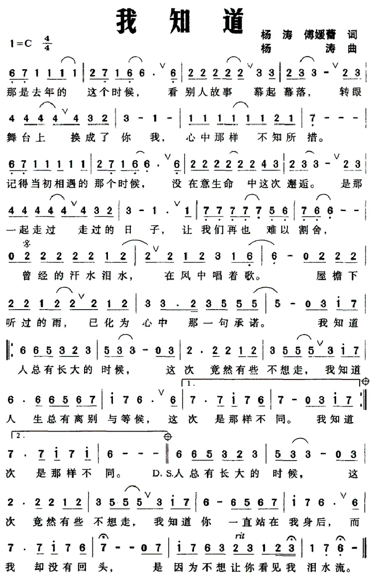 我知道（杨涛词曲）