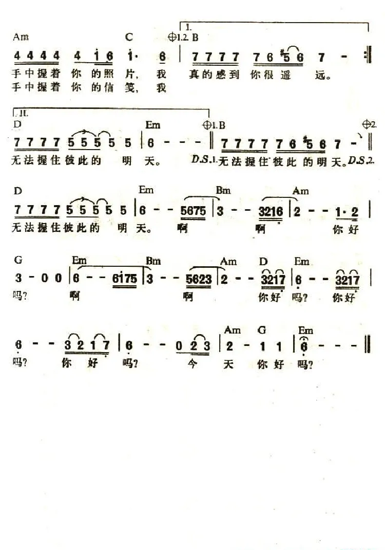 你在他乡还好吗（李光平词 杨虹曲）