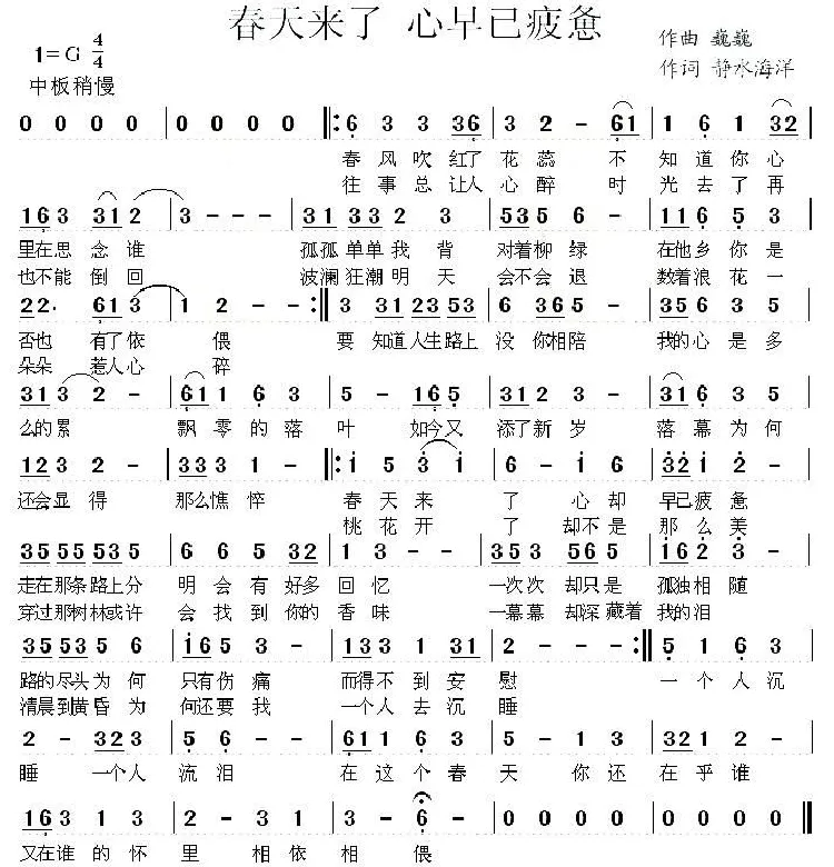 春天来了 心早已疲惫