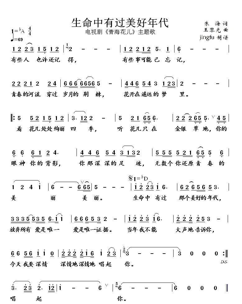 生命中有过美好年代（电视剧《青海花儿》主题歌）