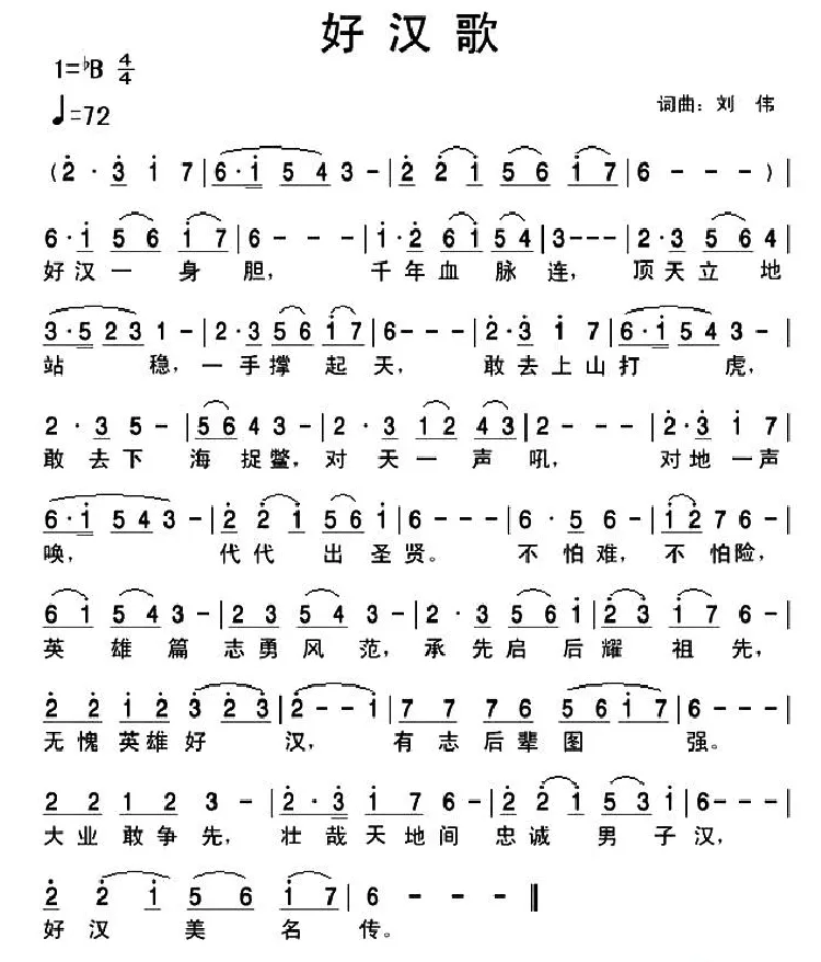 好汉歌（刘伟词曲）