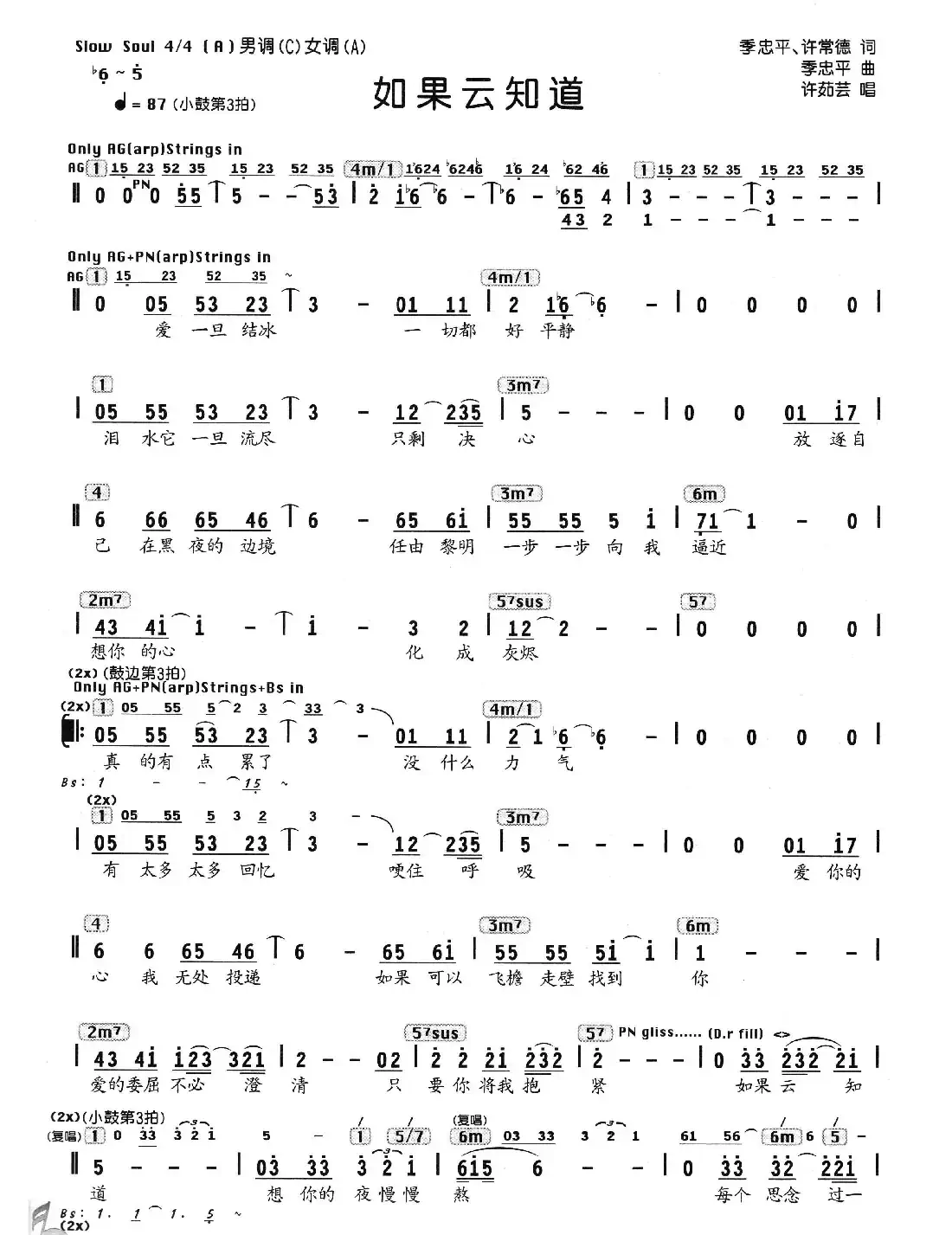 如果云知道（编配乐谱）