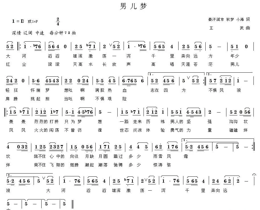男儿梦（小海 等词 王武曲）