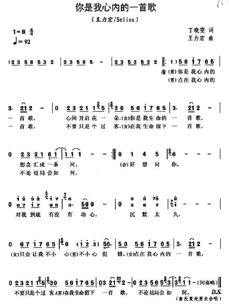 你是我心内的一首歌