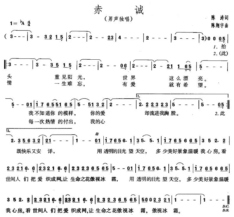赤诚（陈涛词 陈翔宇曲）