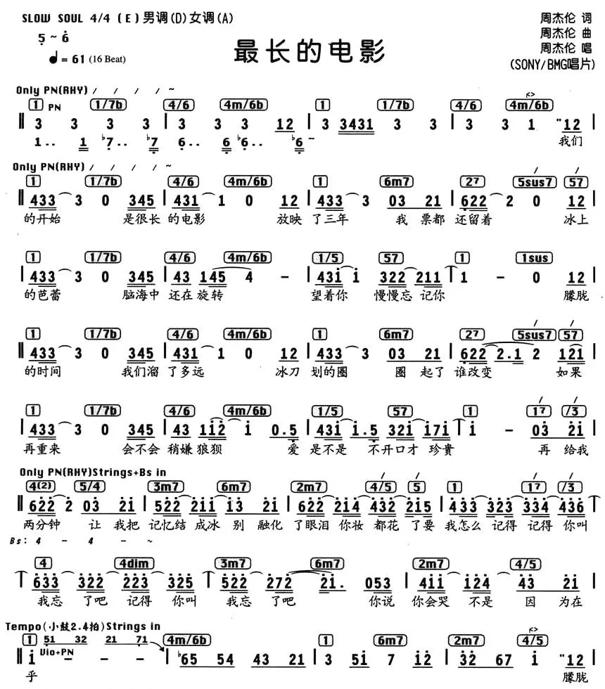 最长的电影（编配乐谱）