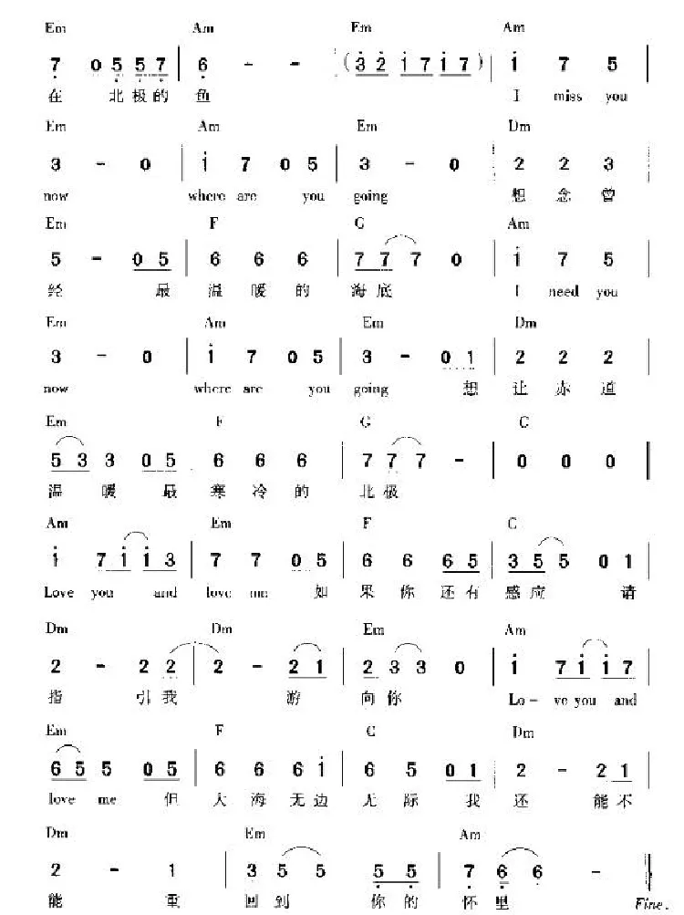 赤道和北极（带和弦）