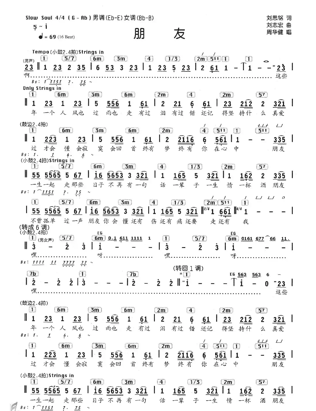 朋友（刘思铭词 刘志宏曲、编配乐谱）