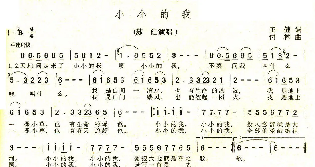 小小的我（王健词 付林曲）