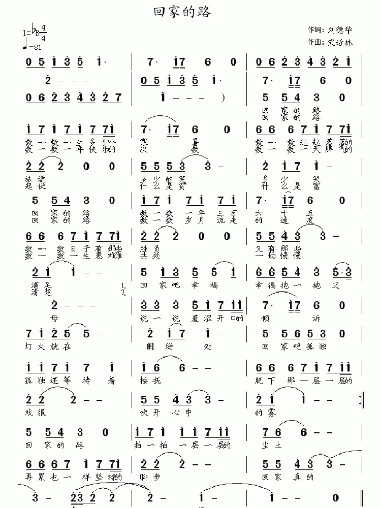 回家的路（刘德华词 宋近林曲）