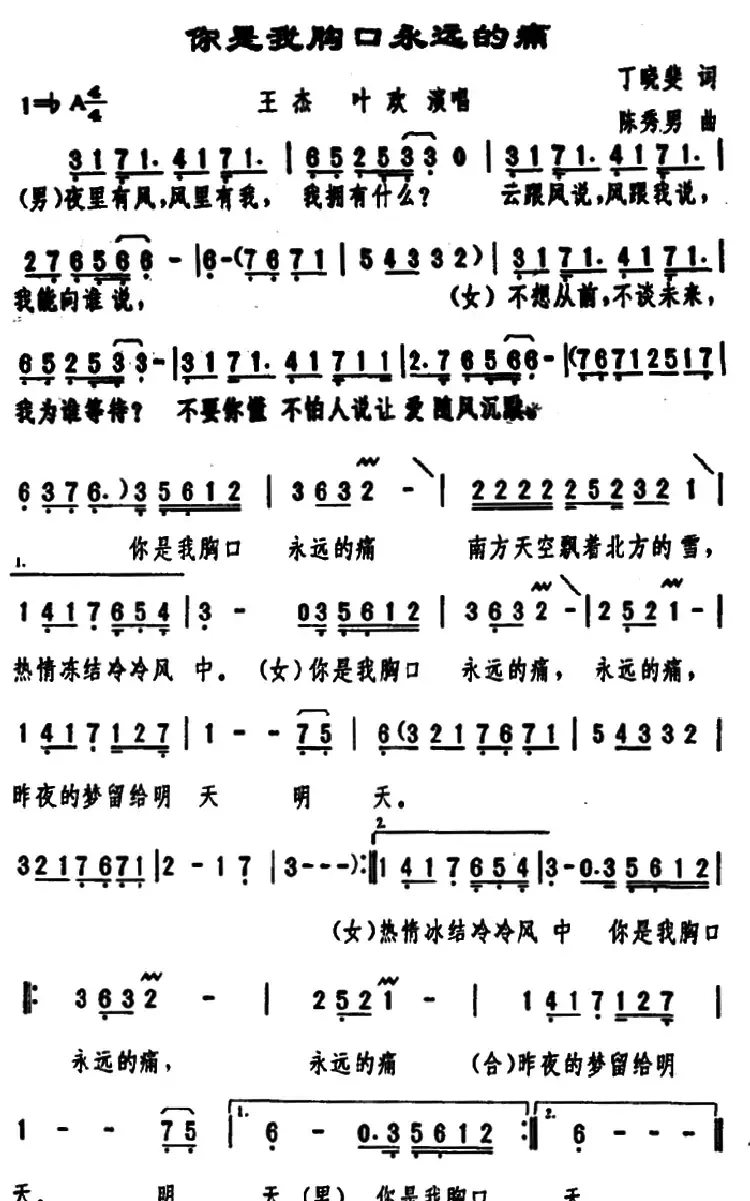 你是我胸口永远的痛