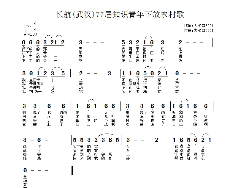 长航[武汉]77届知识青年下放农村歌（又名：下放的那一天）