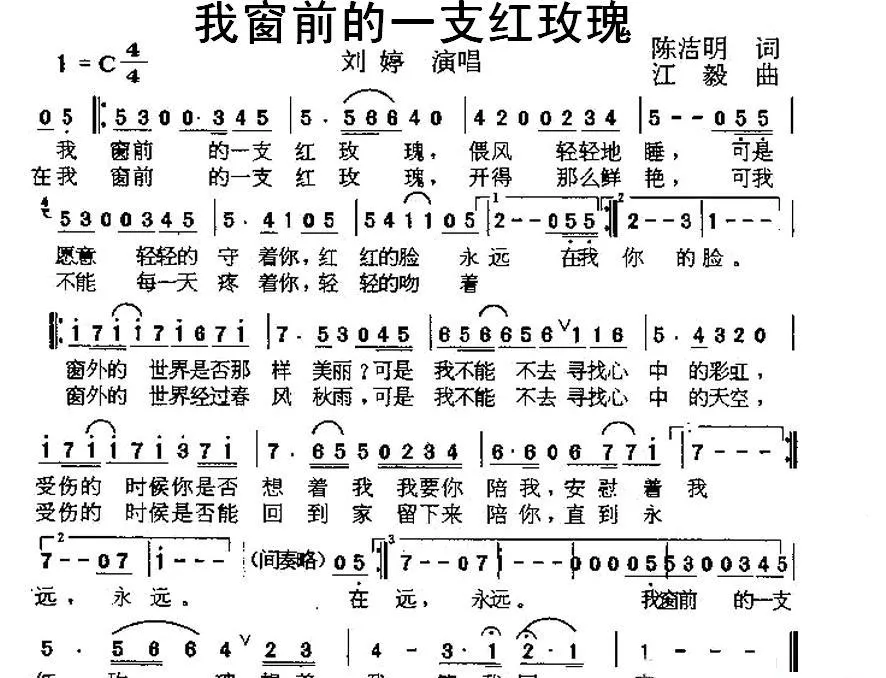 我窗前的一支红玫瑰