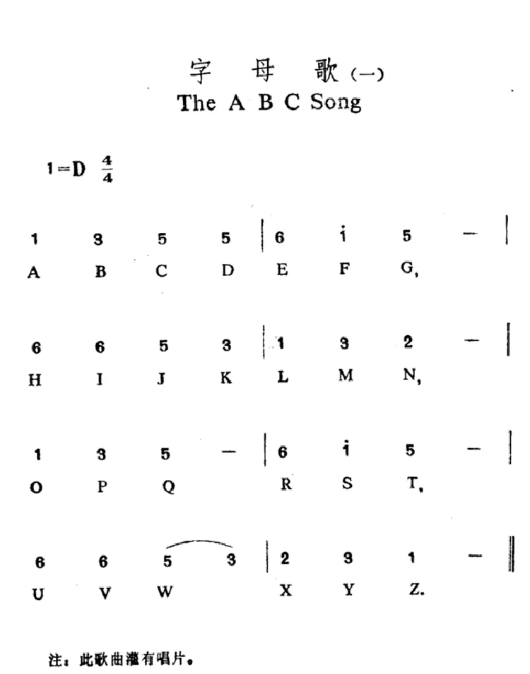 字母歌之（1）（中英文对照）