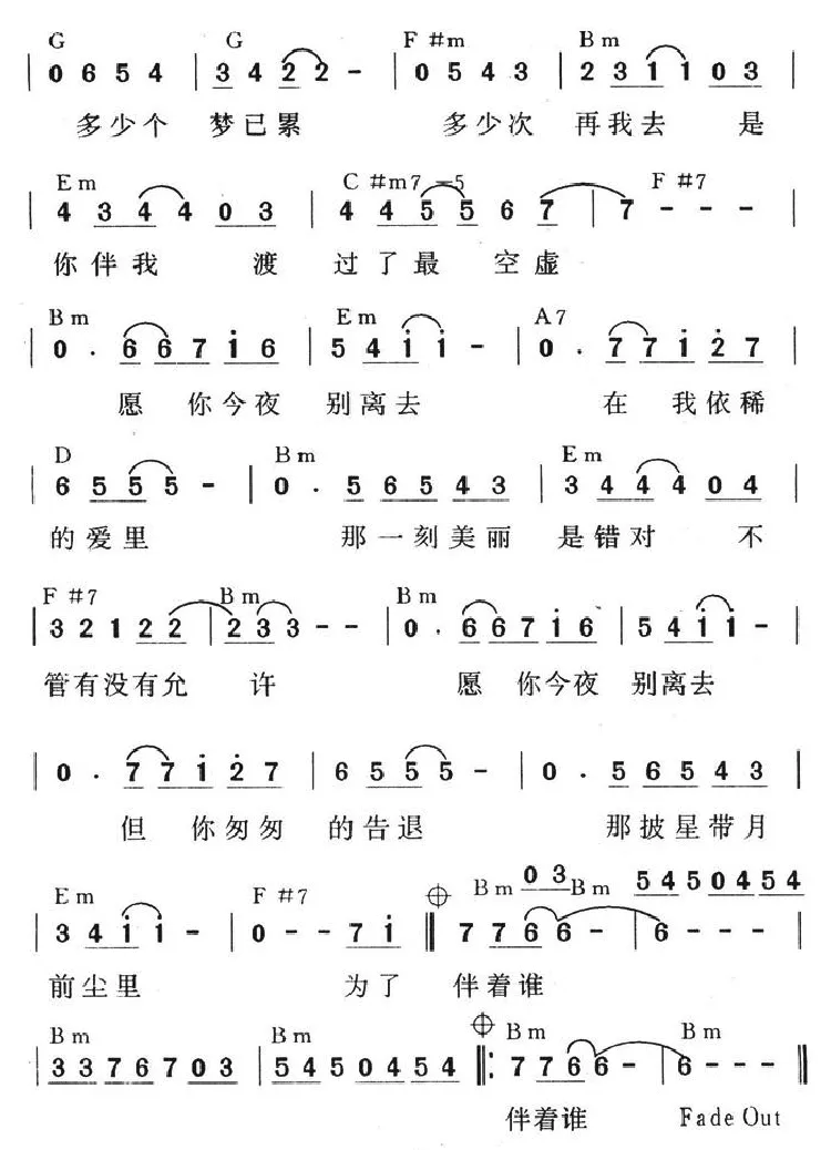 愿你今夜别离去（梁科记谱）